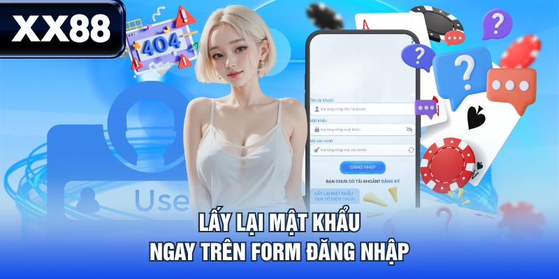 Lấy lại mật khẩu ngay trên form đăng nhập